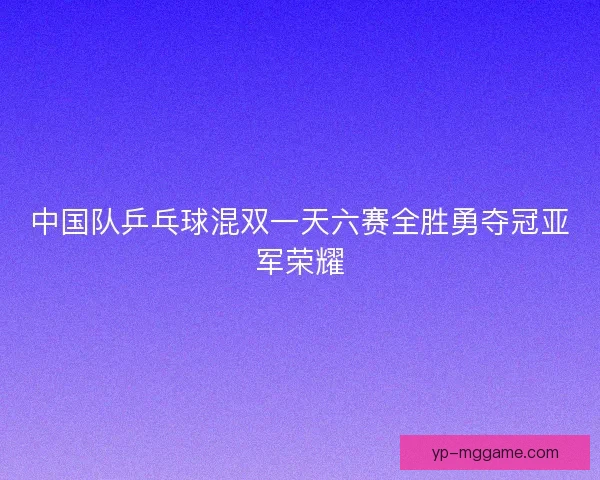 中国队乒乓球混双一天六赛全胜勇夺冠亚军荣耀