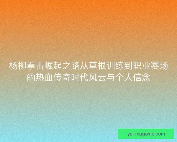 杨柳拳击崛起之路从草根训练到职业赛场的热血传奇时代风云与个人信念